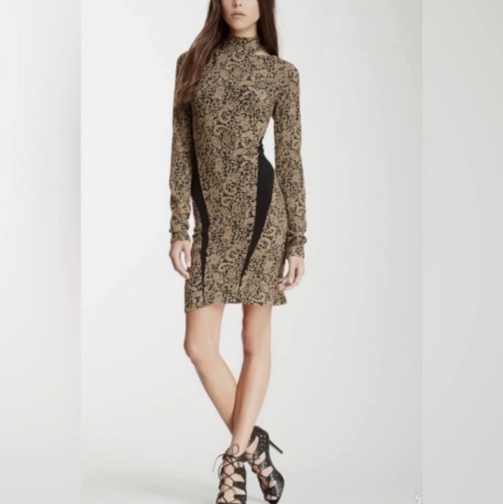 Free People Night Play Ginger Jacquard Open Back Cocktail Dress Size Small